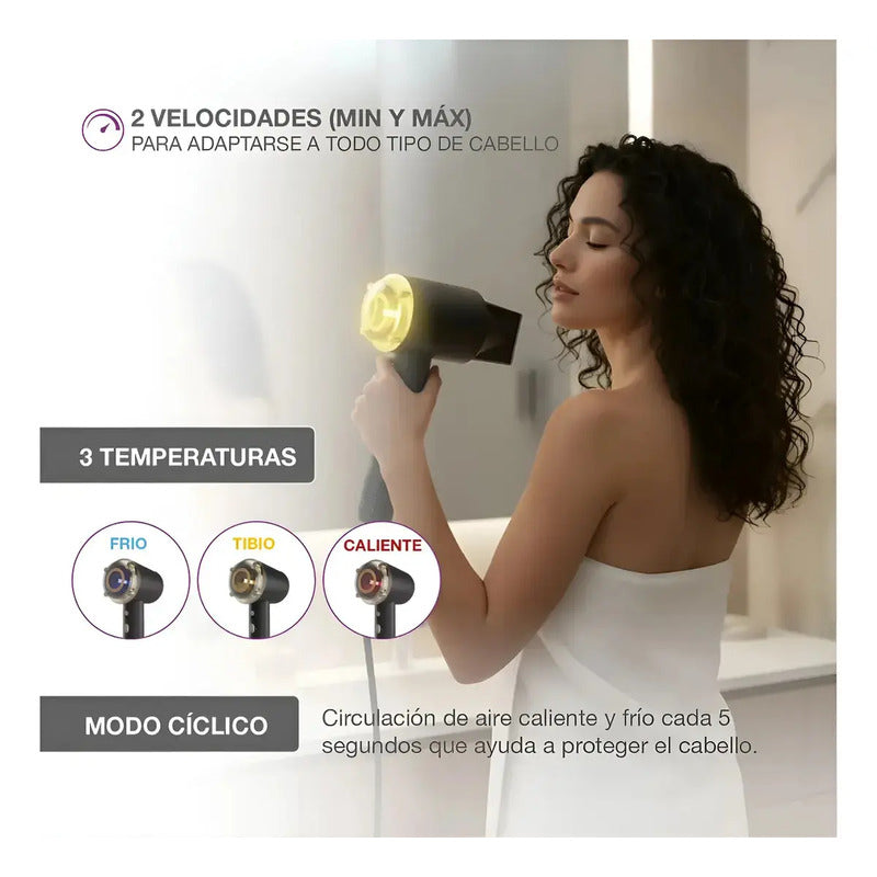 Secador Pelo Difusor Peabody Pe-spdc03n Frío Calor Con Soporte Negro