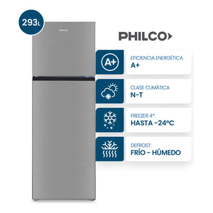 Heladera Con Freezer Philco Top Mount Phct320 Color Acero Inoxidable Con Capacidad De 320l