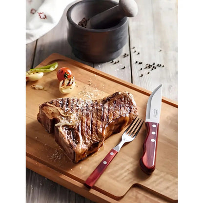 Cuchillo Tramontina Polywood Jumbo Asado Churrasco Acero X6 Color Rojo Cerezo