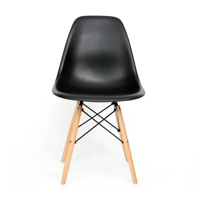 Silla Eames Diseño Patas Madera Dsw Colores X4 Color Del Asiento Negro