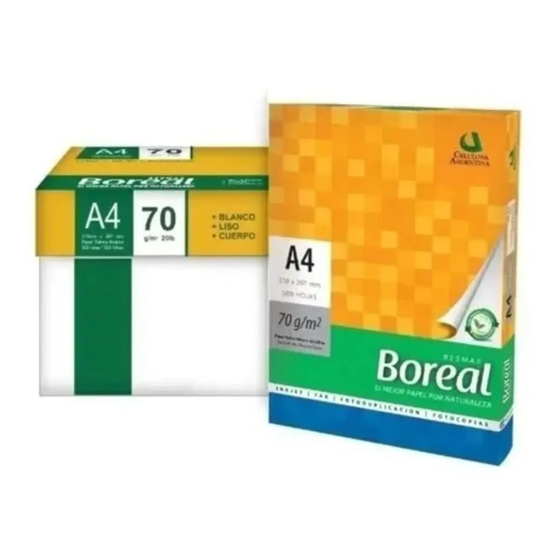 Resma Papel Obra Boreal A4 70g 500 Hojas Blanco Mate Celulosa