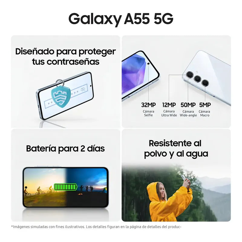Samsung Galaxy Galaxy A55 5g Dual Sim 256 Gb Azul Claro 8 Gb Ram - Bueno (Reacondicionado) Celeste