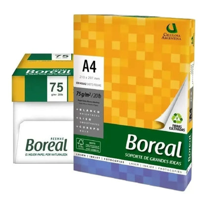 Resma A4 75grs Boreal Celulosa Papel Obra 500 Hojas Blanco