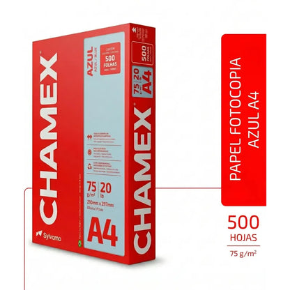 Resma Chamex A4 75grs Color Celeste