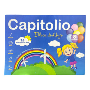 Block De Dibujo Capitolio N-5 Color Por 24 Hojas Block 8 Colores 22x30cm Color Clásicos Liso