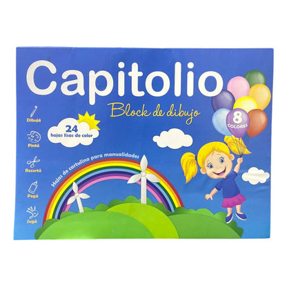 Block De Dibujo Capitolio N-5 Color Por 24 Hojas Block 8 Colores 22x30cm Color Clásicos Liso