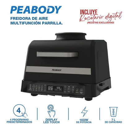 Freidora De Aire Sin Aceite Multifunción Peabody Pe-afg02n 7 Litros 1650w Color Negro