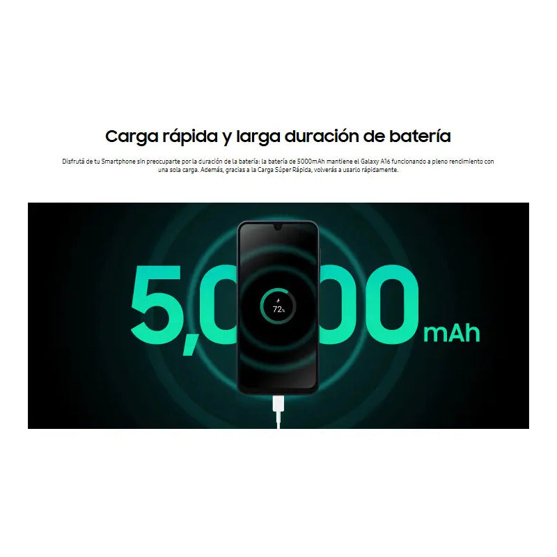 Celular Samsung Galaxy A16 128gb 4gb Ram Pantalla 6.6'' Hd+ Triple Cámara 50mp Android 14 Batería 5000mah 4g Lte Negro