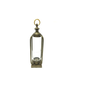 Fanal Farol Portavelas Metal Y Vidrio Aromático Manija Chico