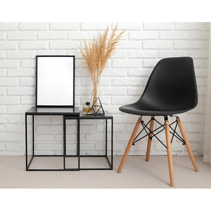 Silla Eames Diseño Patas Madera Dsw Colores X4 Color Del Asiento Negro