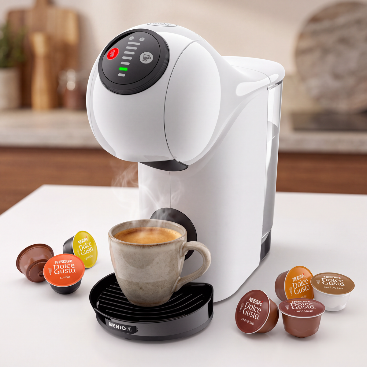 Cafetera Dolce Gusto Genio S Blanca + 2 Cajas de Cápsulas de regalo